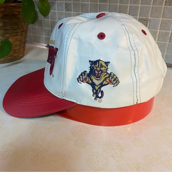 Vintage Florida Panthers leather Snapback NHL Modern made USA trucker ball cap - Picture 4 of 9